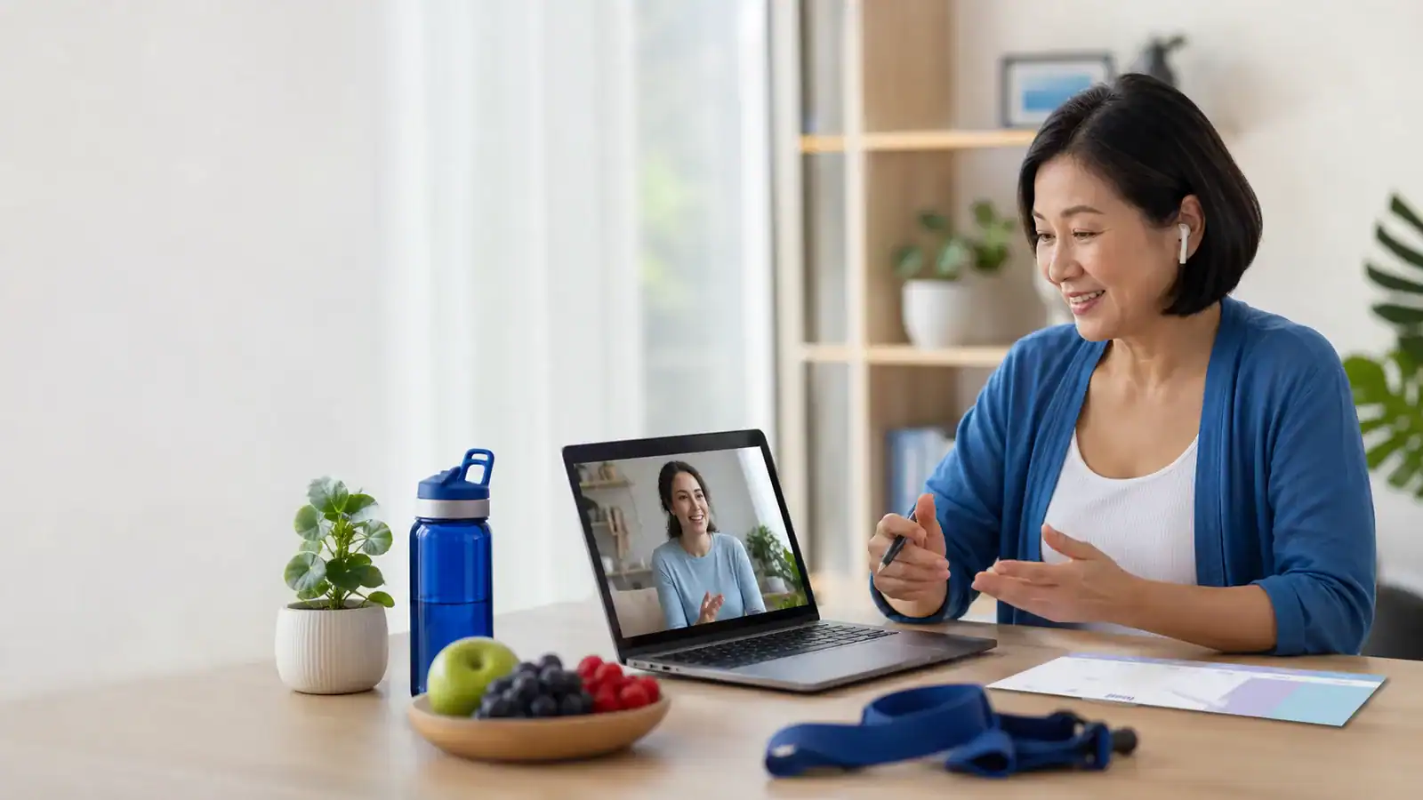 ผู้เรียนในคลาสภาษาอังกฤษออนไลน์ตัวต่อตัวสำหรับคอร์ส Wellness & Longevity English